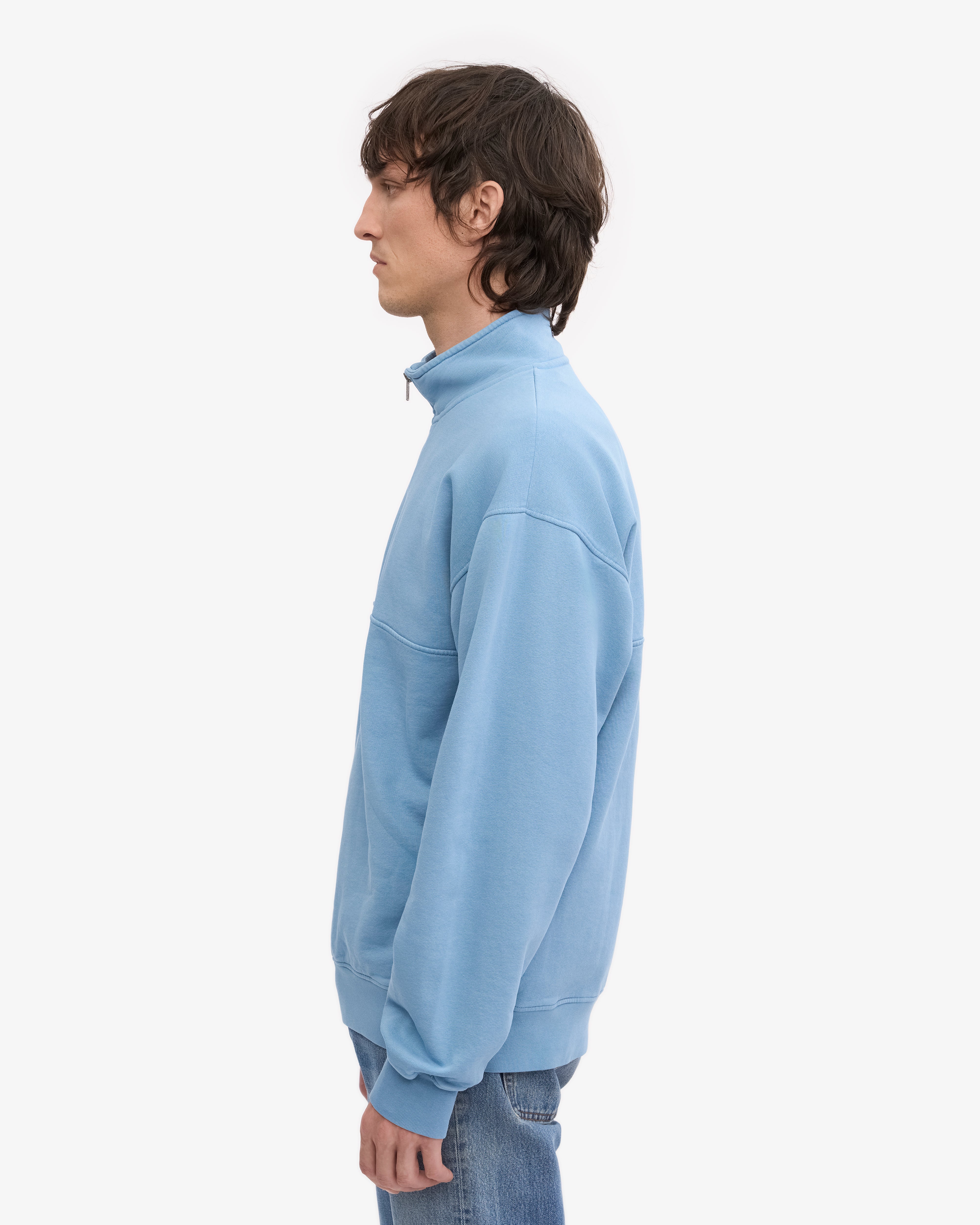 Organic Quarter Zip Sweatshirt for Men - Soft & Comfortable Seaside Blue Pullover - Perfect for Casual Wear, Outdoor Activities & Layering in Cool Weather