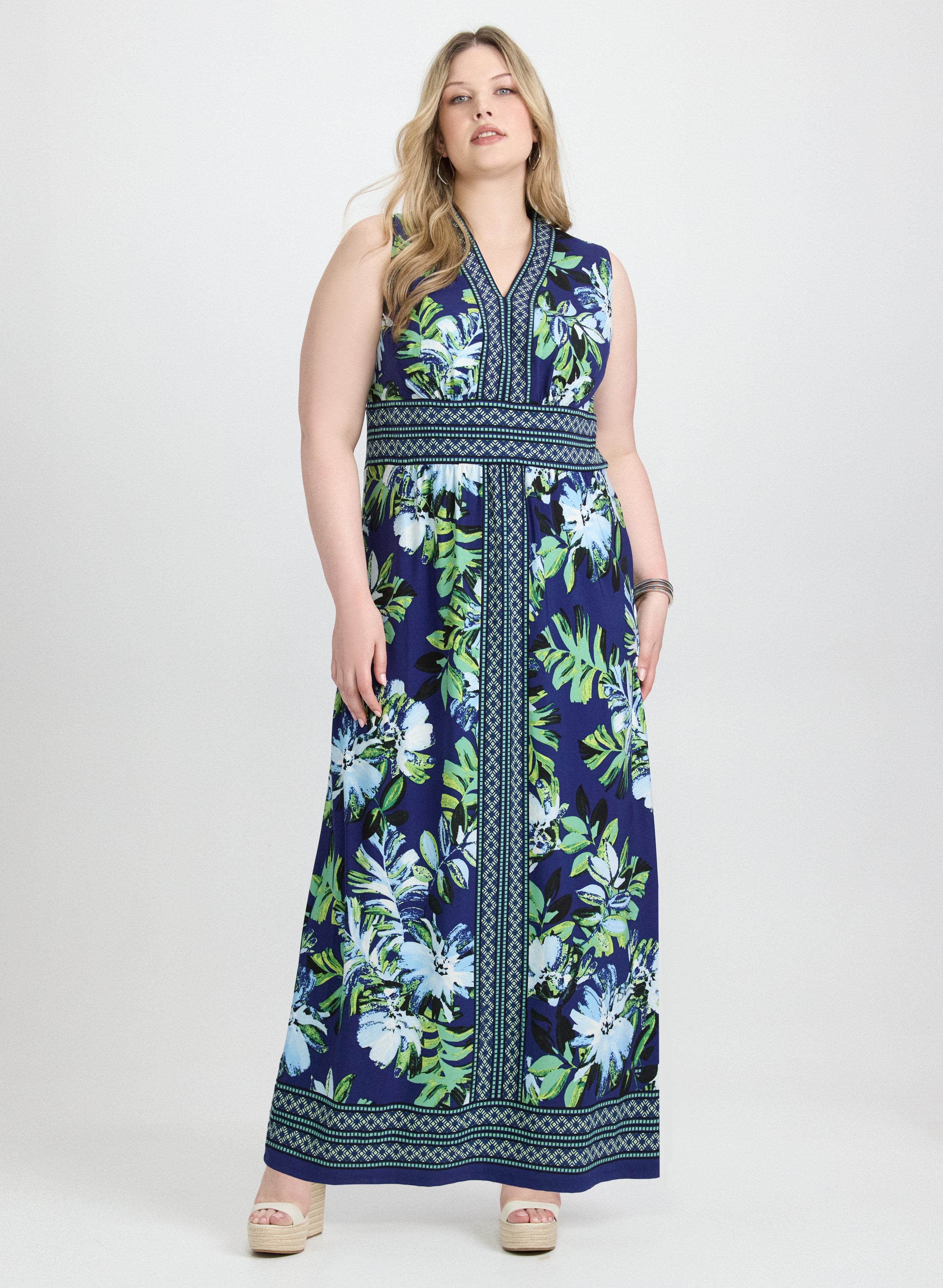 Floral Maxi Dress for Women - Elegant Long Summer Dress with Flowy Skirt - Perfect for Beach, Vacation, and Outdoor Parties