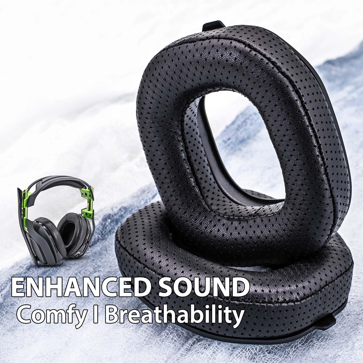 Astro A50 GEN 3 Replacement Ear Pads - Premium Sheepskin Leather Cushions with Breathable Holes | Compatible with A50 GEN 3 Headset | Mod Kit & Accessories | Perfect for Gaming, Streaming & Long Wear Comfort