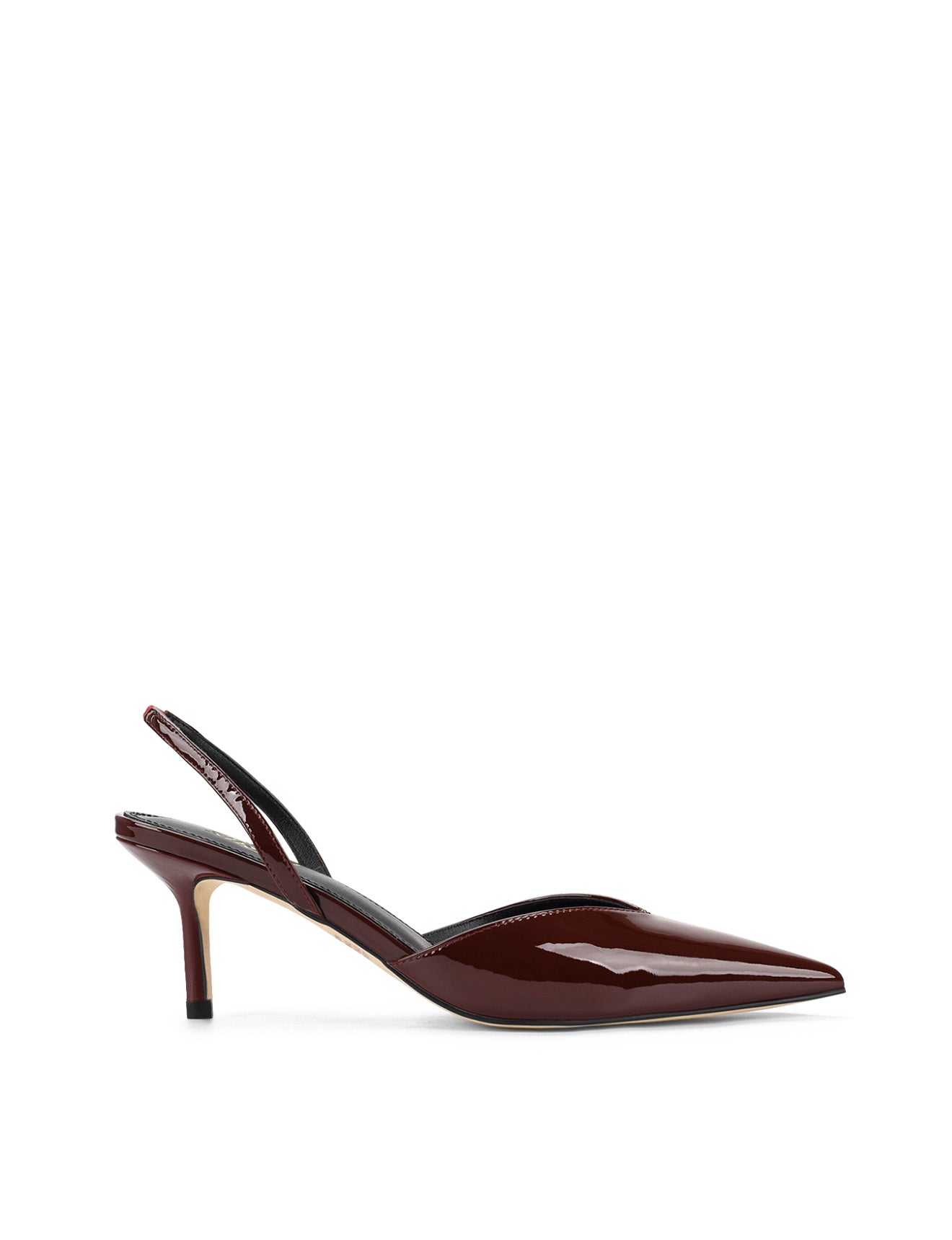 Yoco Women's Slingback Kitten Heels - Wine Red Patent Leather Pumps for Work, Office & Special Occasions