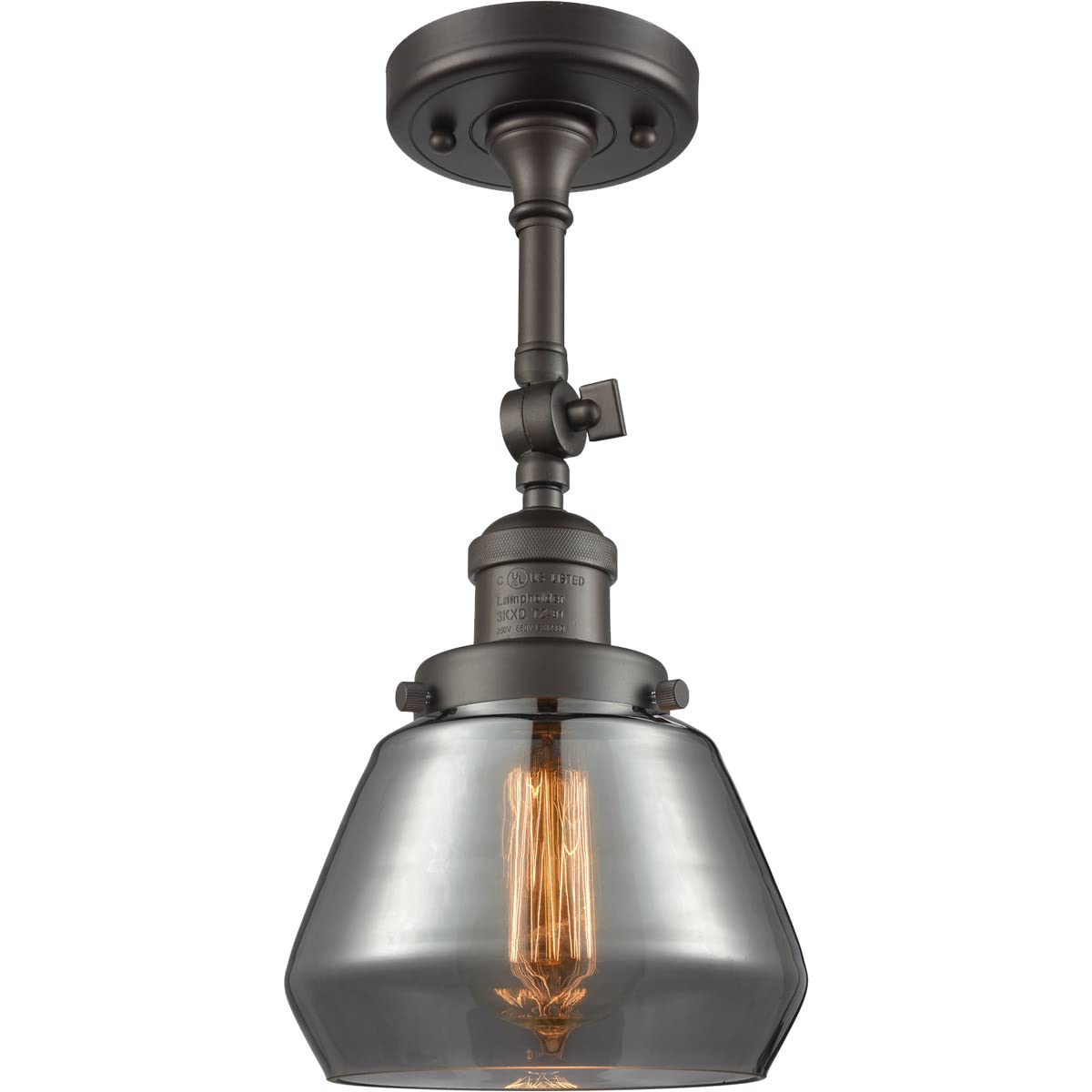 Innovations 201F-OB-G173-LED Semi-Flush Mount Ceiling Light Fixture - Oil Rubbed Bronze Finish, Energy Efficient LED Lighting for Bedroom, Hallway, Kitchen & Living Room