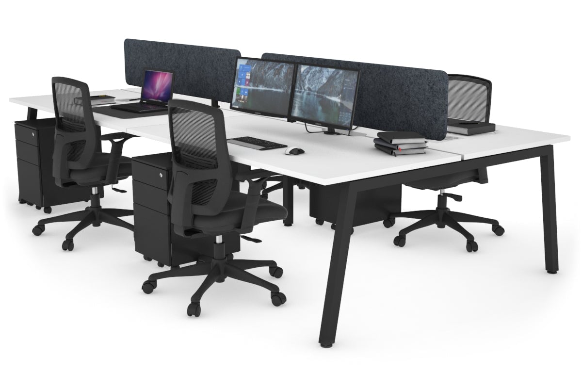 Quadro 4-Person Office Workstation Desk - 1800L x 700W Dimensions - Perfect for Team Collaboration & Open Office Spaces
