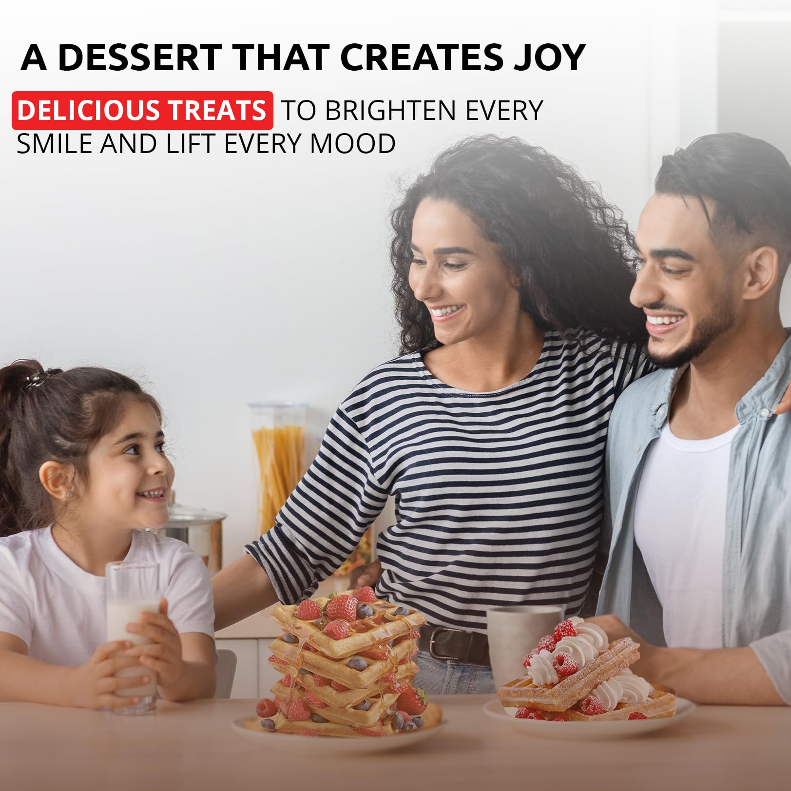 ALDKitchen Belgian Waffle Maker - Thick Nonstick Waffle Iron with 4 Interchangeable Plates | Perfect for Breakfast, Brunch & Family Gatherings
