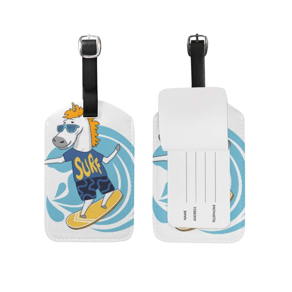 Premium Leather Dabbing Unicorn Luggage Tags - Cute Suitcase Baggage ID Tag for Travel (1 Piece) | Perfect for Kids' Backpacks, Carry-Ons & Checked Bags