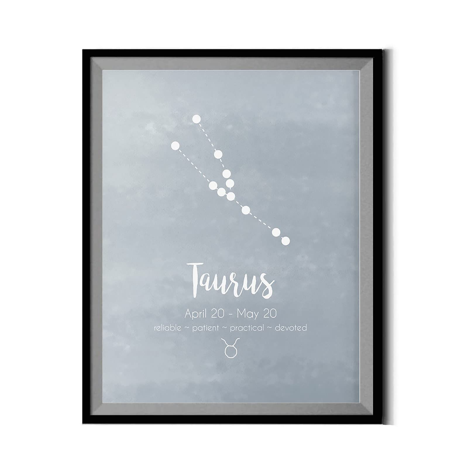 Modern Taurus Zodiac Print Canvas Wall Art - 8x12 Inch Bedroom Decor, No Frame - Perfect for Home, Office & Dorm Room Wall Decorations
