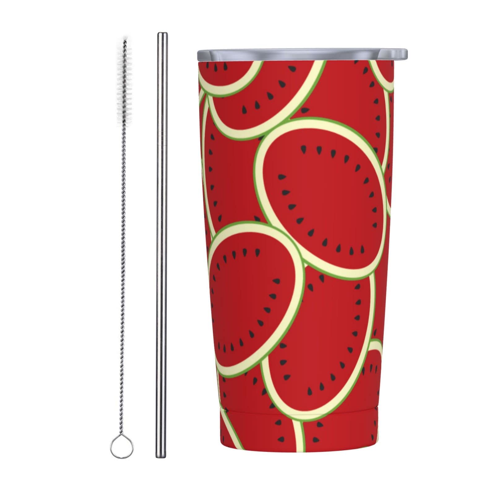Red Watermelon 20oz Tumbler with Straw Lid, Stainless Steel Vacuum Insulated Travel Mug, Cleaning Brush Included, Perfect Birthday Gift for Women, Best Friend, Ideal for Office, Gym, and Outdoor Adventures