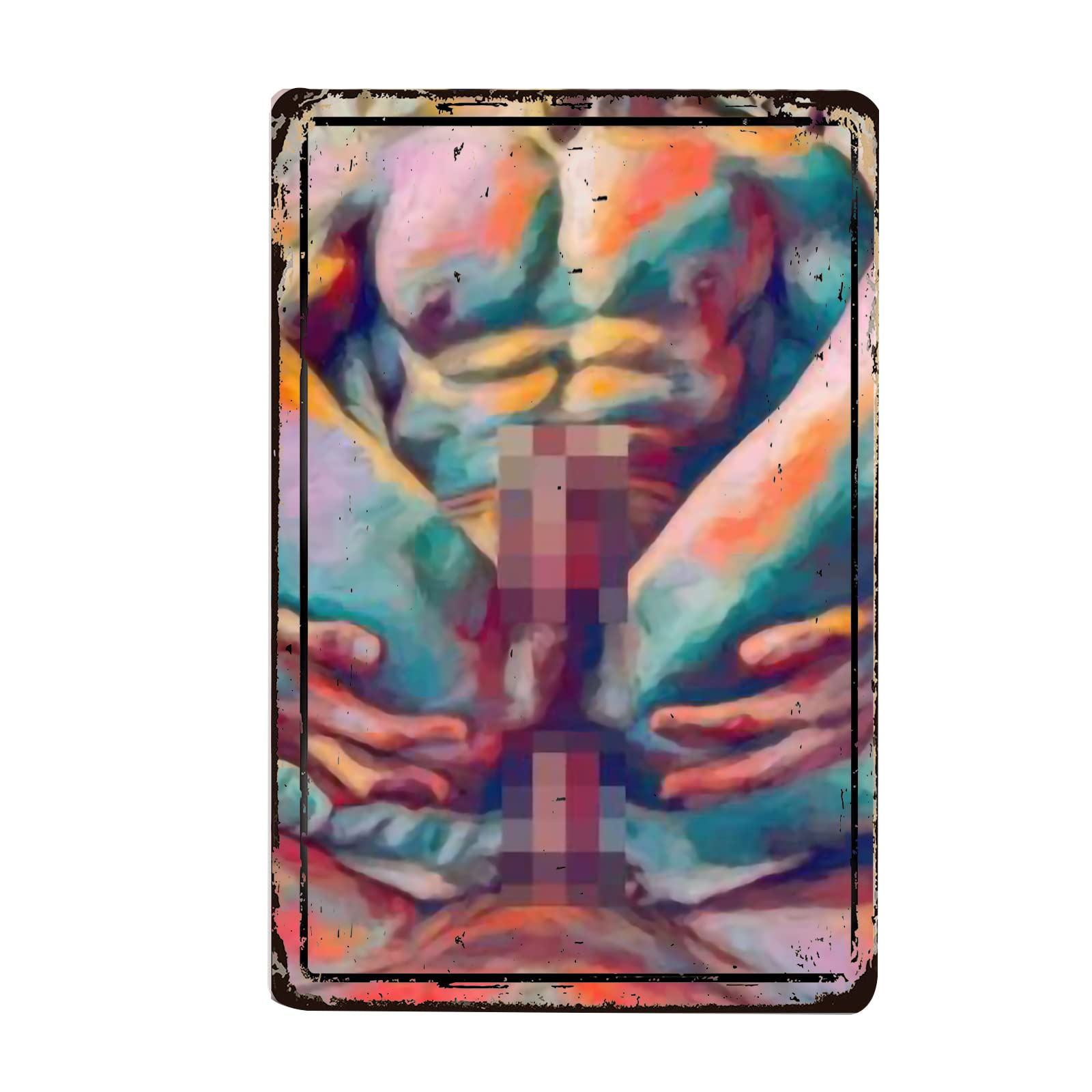 Queer Pride Metal Wall Art - Homoerotic Gay Men Art Print Poster 12x16 Inch (30x40cm) - Durable Outdoor Metal Decor for LGBTQ+ Couples & Home Decoration - Perfect for Bedroom, Living Room & Pride Events
