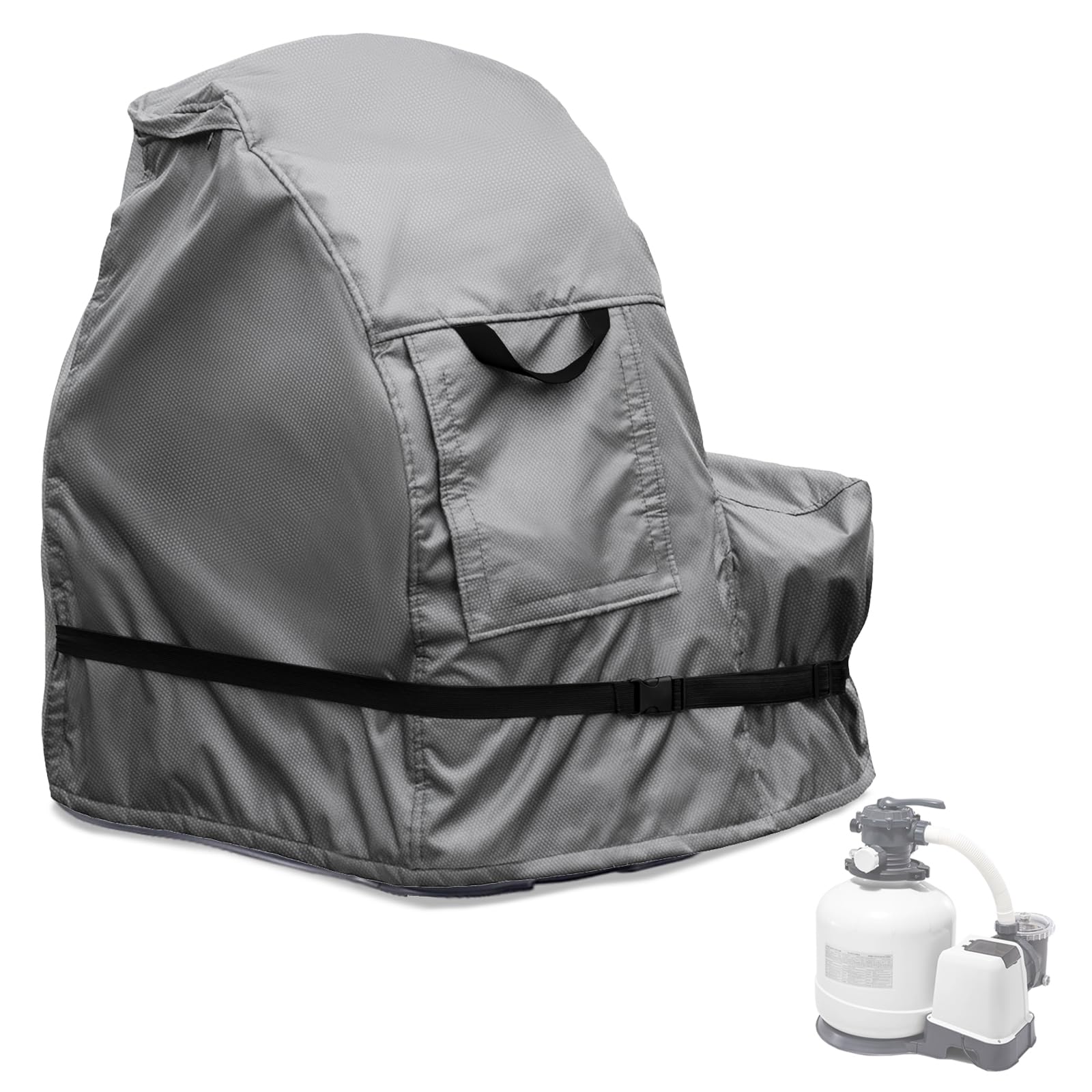 okcool Waterproof Anti-UV Sand Filter Pump Cover - Universal Fit for Most Pool Sand Filters, Durable Winter Protection (Grey) | Ideal for Inground & Above Ground Pools, Hot Tubs, and Backyard Water Features