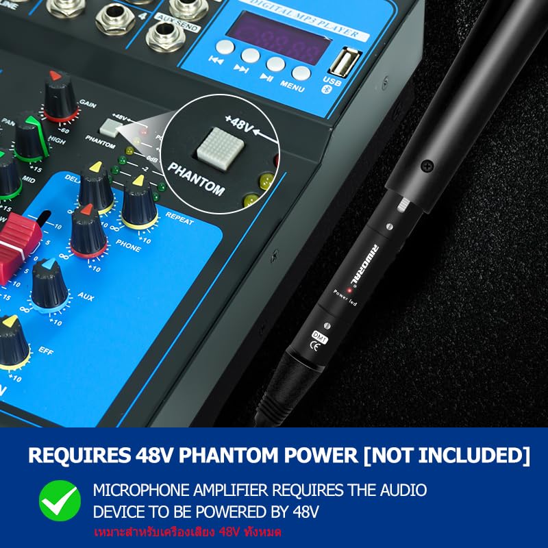 Professional 28dB Gain Microphone Preamp - Dynamic & Passive Ribbon Mic Booster Preamplifier for Studio Recording, Podcasting & Live Performances