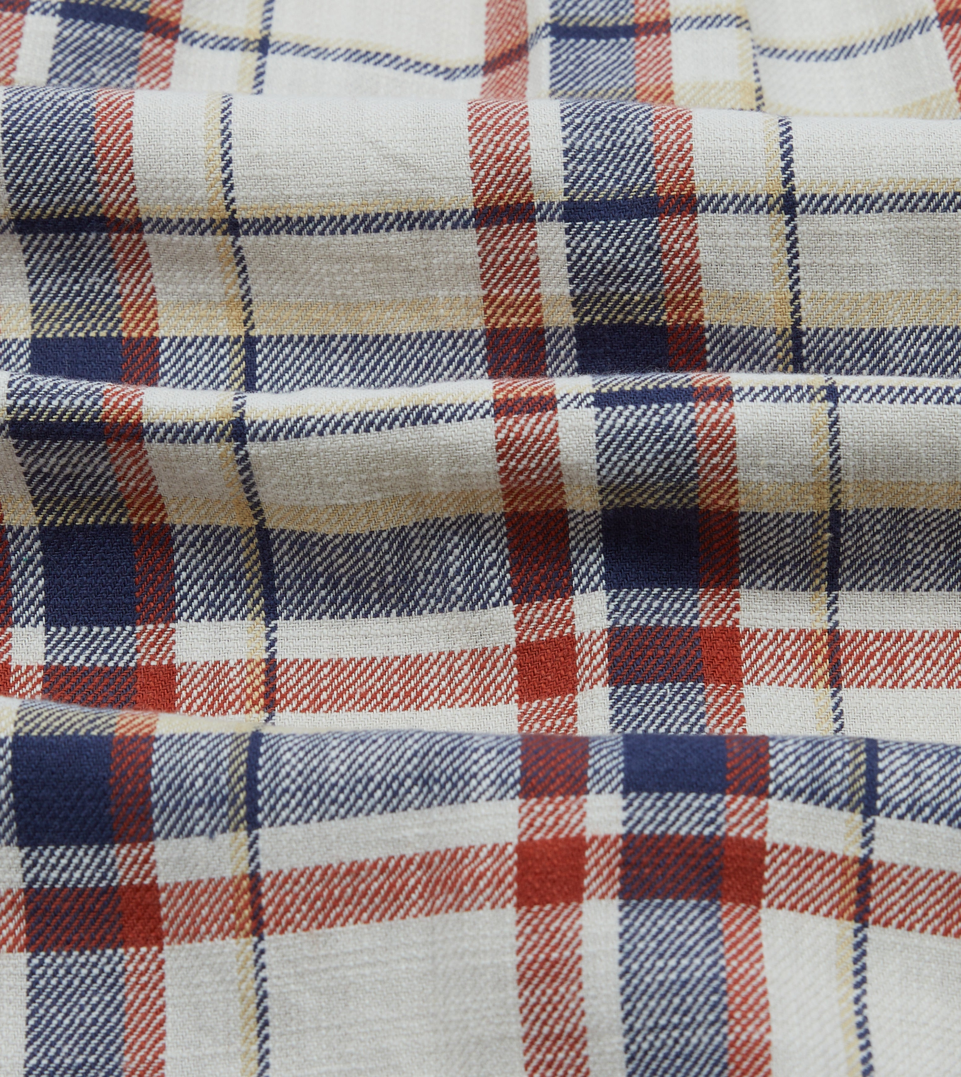 Stylish Ecru, Navy & Red Check Slub Cotton Work Shirt with Two Pockets - Perfect for Outdoor Jobs, Casual Wear & Work Uniforms
