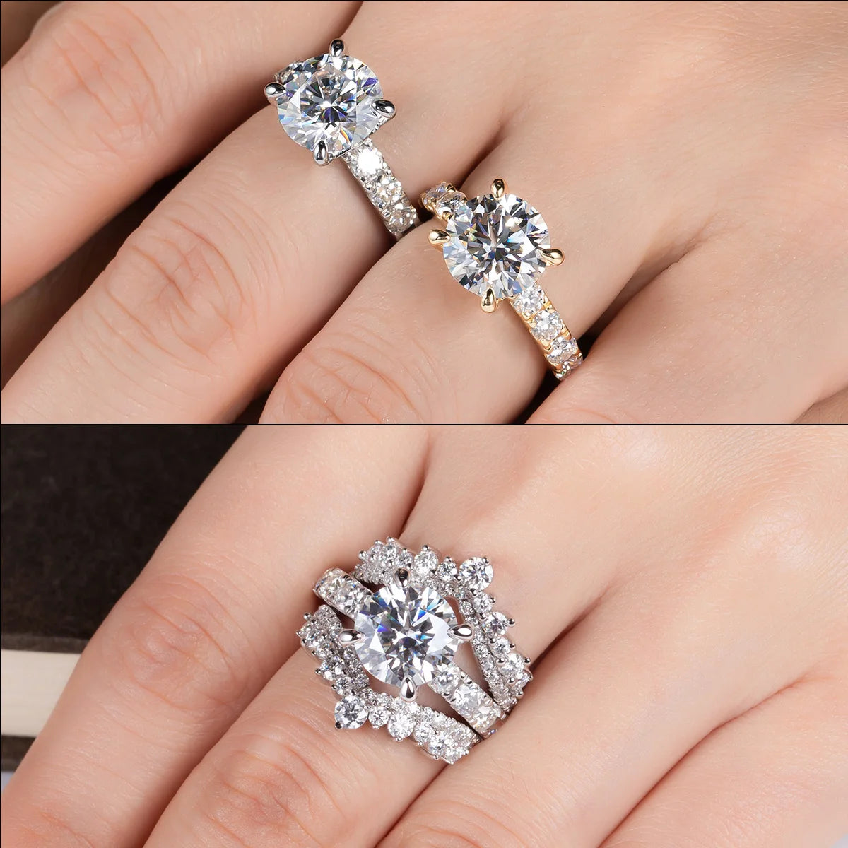 4.3cttw D Color Moissanite Engagement Ring - 925 Sterling Silver 18k Gold Plated Lab Created Diamond Wedding Band for Women | Perfect for Proposals, Anniversaries & Bridal Jewelry
