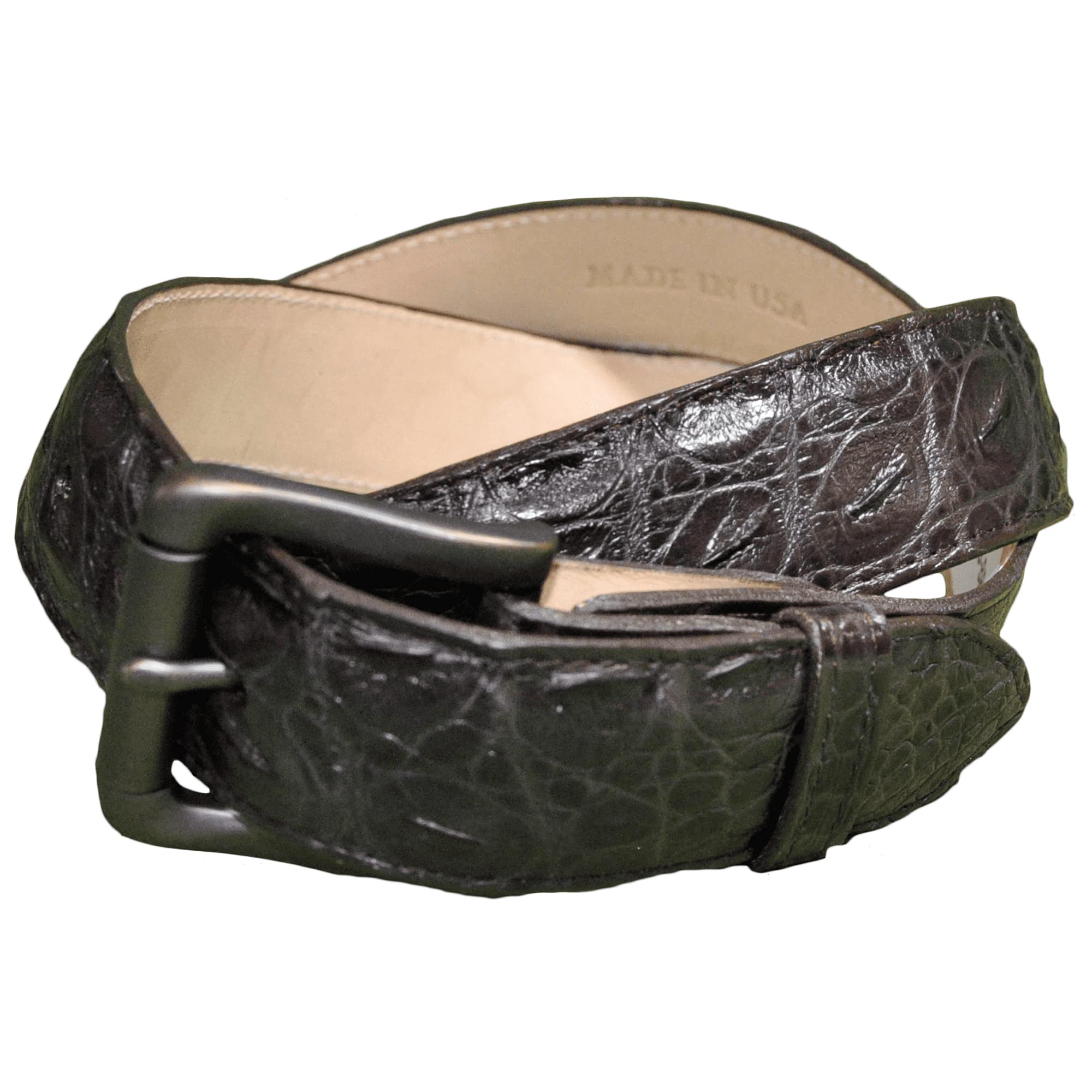 Genuine Alligator Skin Belt for Men - Adjustable Brass Buckle Handmade in Africa - Perfect for Formal Wear, Business Attire & Special Occasions