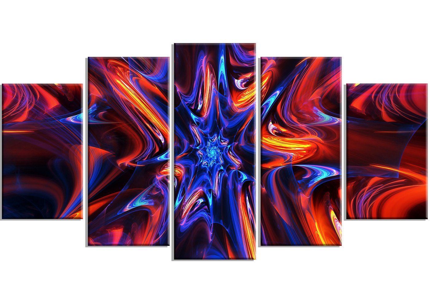 Designart Starry Trance Modern Metal Wall Art Decor - 5 Panel Abstract Galaxy Painting - 60x32 Inches - MT3033 - Perfect for Living Room, Bedroom, Office & Home Decor