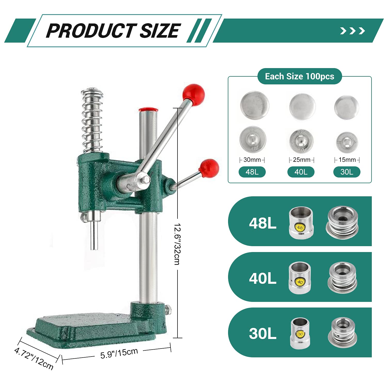 Fabric Covered Button Maker Machine Kit - DIY Handmade Button Press Tool with 300 Pcs Buttons & 3 Molds (18/25/30mm) for Clothing, Upholstery, Doll Making - Perfect for Sewing Projects, Costume Design & Crafting
