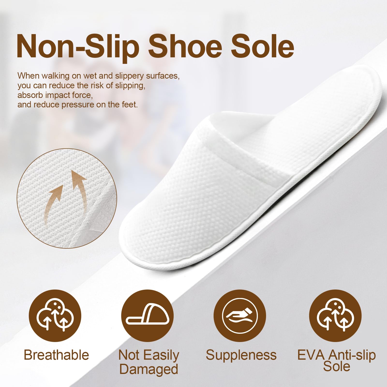 6-Pack Cotton Disposable SPA Slippers for Women & Guests - Soft Indoor House Slippers, Hotel & Bridal Shower Essentials - Bulk Travel Slippers for Adults (Fits US Sizes 10-11) - Perfect for Spas, Hotels & Home Use