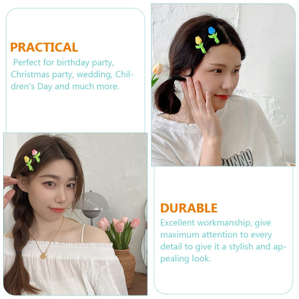 5pcs Tulip Hair Clips for Women & Girls - Floral Hair Accessories with Artificial Flowers - Perfect for Weddings, Parties & Everyday Style