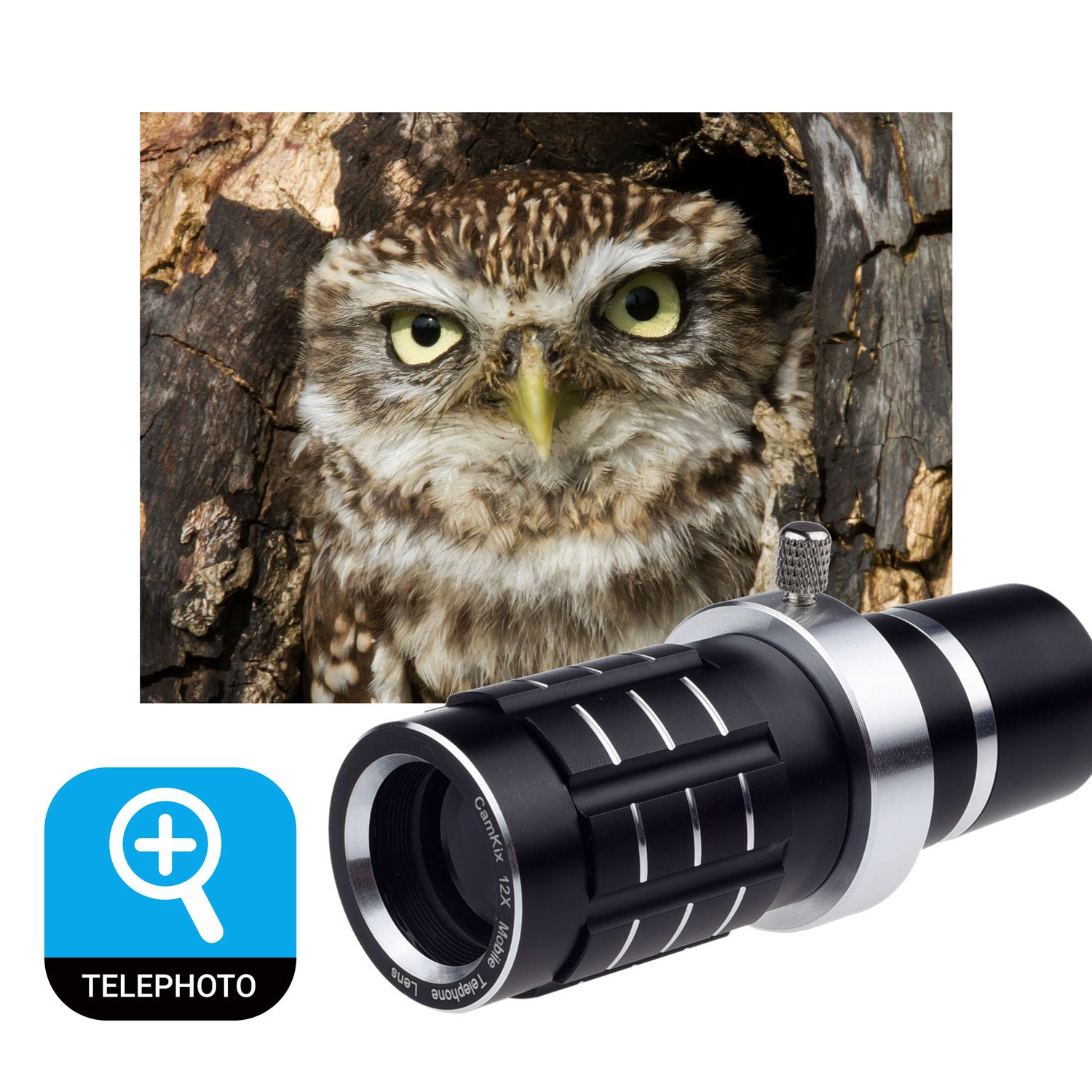 Premium CamKx 12x Telephoto Lens Kit for iPhone 6 Plus/6S Plus - Wide Angle, Fisheye & Macro Lenses with Tripod, Phone Holder & Hard Case - Perfect for Travel Photography, Vlogging & Close-up Shots