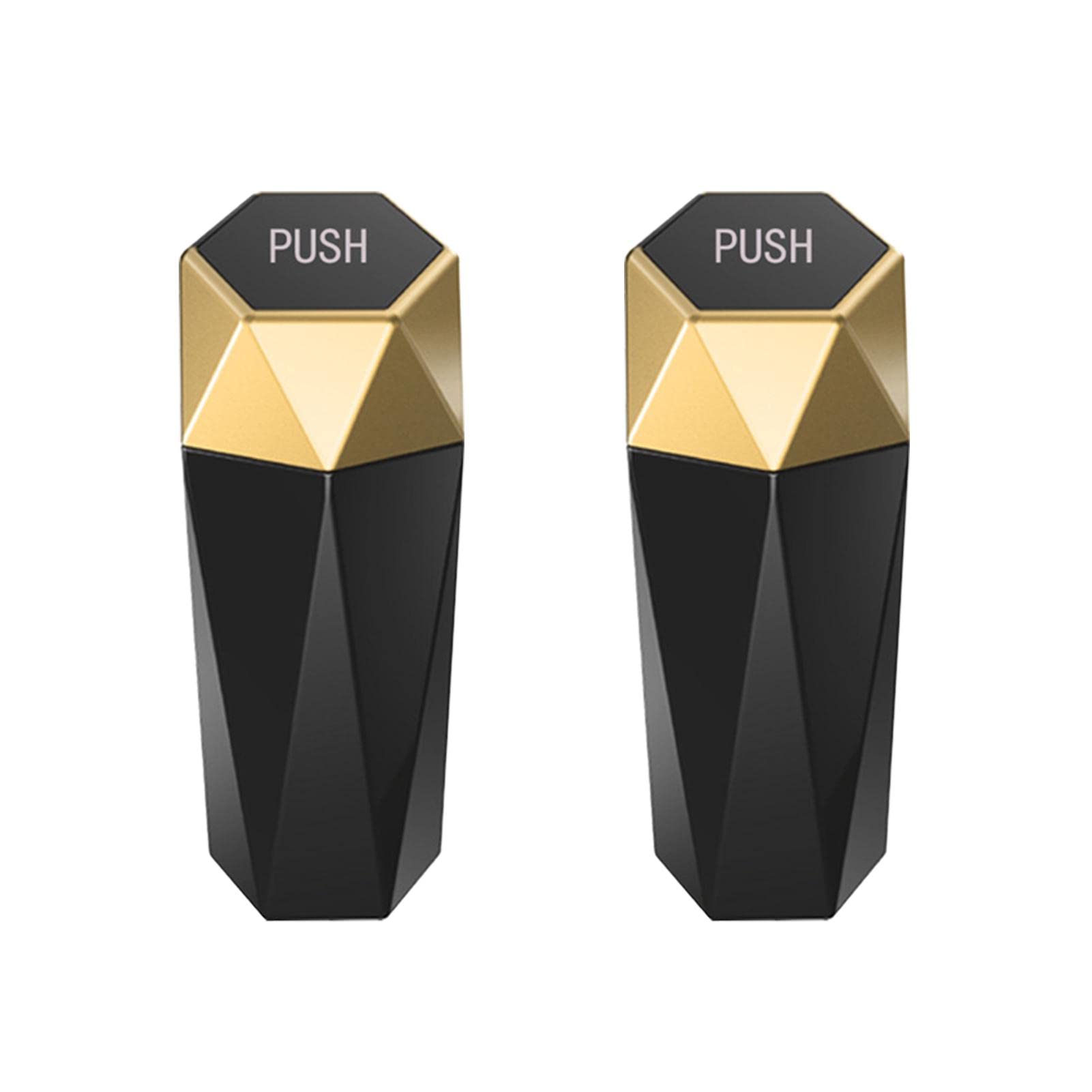 **JIANWEI Mini Car Trash Can with Lid - 2 Pack Diamond Shape Leakproof Small Trash Bin for Car, Kitchen, Travel, Office & Home - Portable Waste Container for Automotive, Bedroom, Desk (Gold)**    **Perfect for Road Trips, Daily Commute, Office Snacks, Kitchen Scraps & Bedroom Tidying**