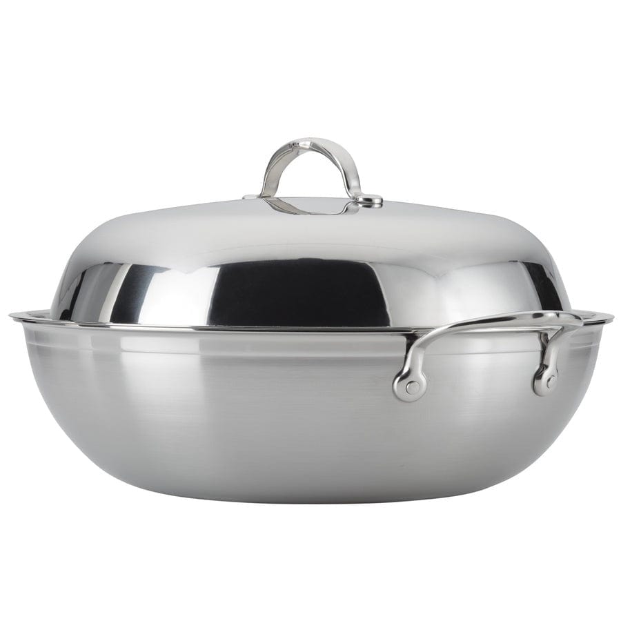 Hestan Professional Clad Stainless Steel Wok 14 Inch - High Performance Stir Fry Pan for Home & Restaurant Cooking - Perfect for Asian Cuisine, Sautéing & Deep Frying
