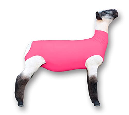 Show Pro Pink Spandex Lamb Tube for Show Sheep & Lambs - Breathable Stretchy Sheep Cover for Livestock Shows & Competitions (Medium Size) - Perfect for 4H, FFA & County Fair Exhibitions