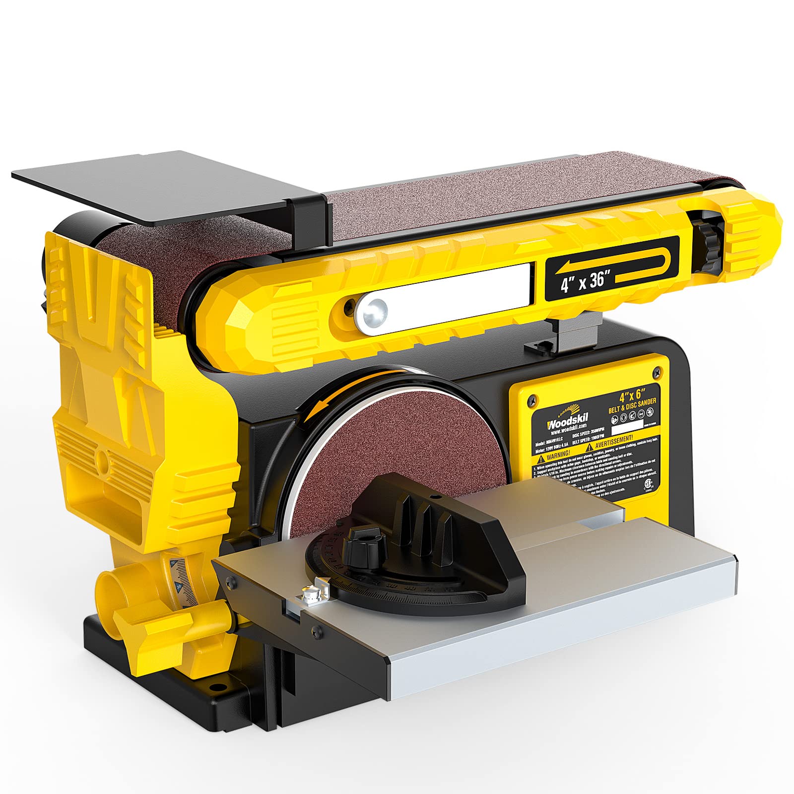 4.5-Amp Belt Disc Sander Combo | 4 x 36 in. Belt & 6 in. Disc Sander with 3/4HP Motor | Woodworking Bench Sander with Stable Base | Upgraded Model for Sanding, Polishing & Shaping Wood, Metal & DIY Projects