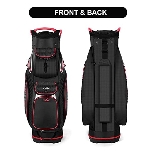 14-Way Divider Golf Push Cart Bag with Cooler, Backpack Strap & Dust Cover - Lightweight Portable Golf Carry Bag for Men & Women - Perfect for Golf Courses, Driving Ranges & Travel