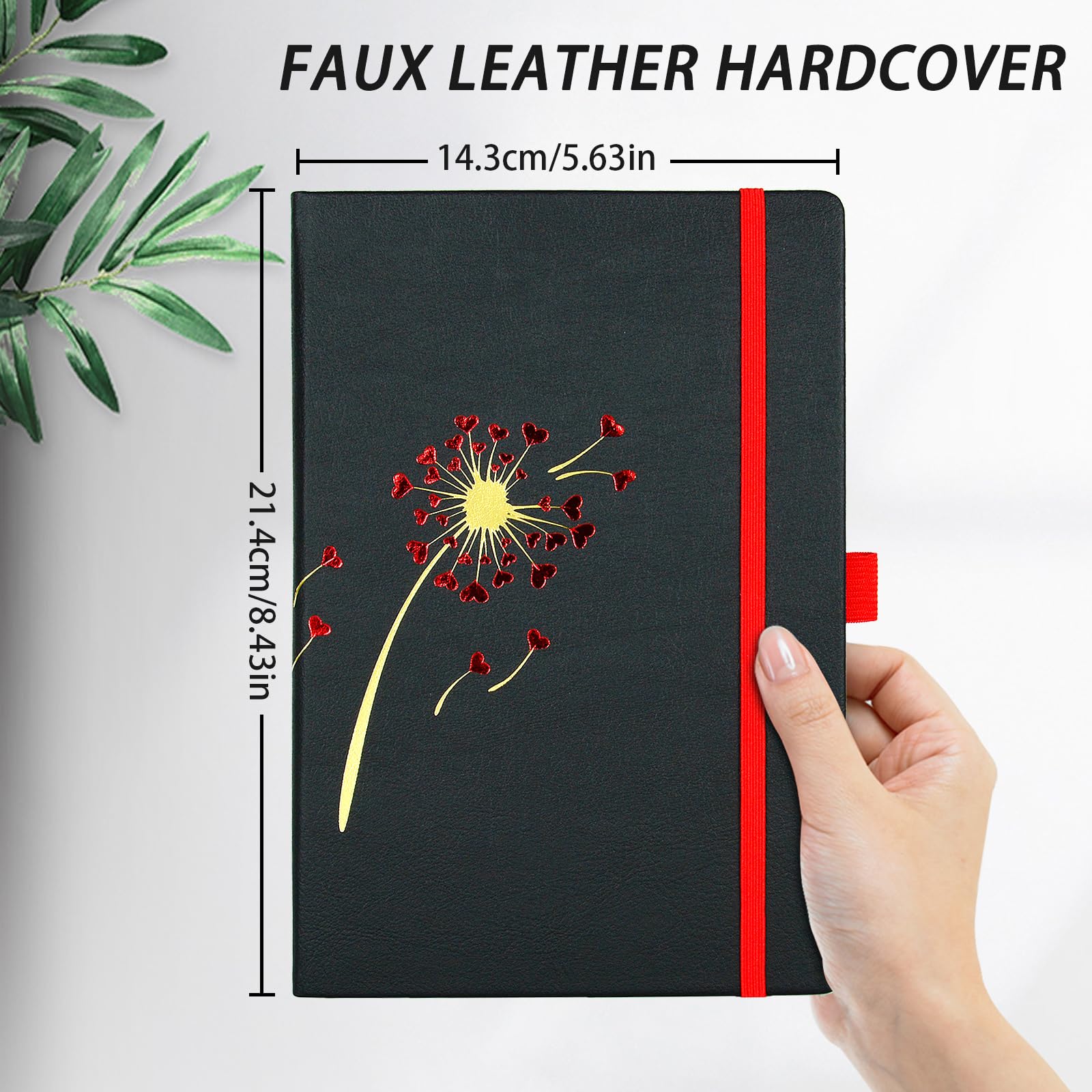 Premium Lined Black Journal Notebook - 192 Pages A5 Hardcover with Thick Paper, Pen Loop & Pocket - Perfect for Travel, Business, Work & School - College Ruled Writing Notebook for Women & Men - 5.6