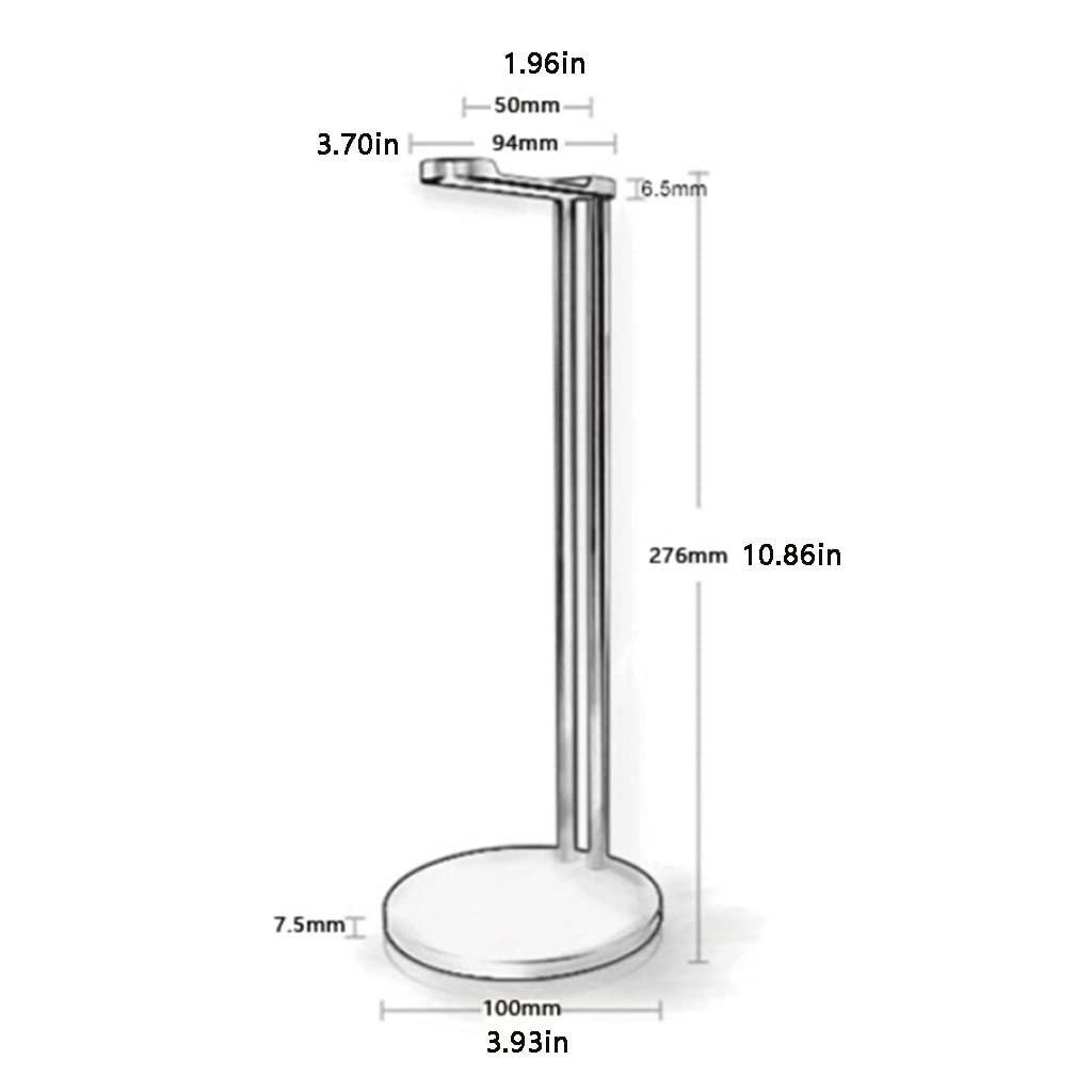 Premium Aluminum Alloy Headphone Stand - Durable Gaming Headset Holder & Vertical Earphone Display Stand for Desk (Silver, 10.9 x 3.9 inches) - Perfect for Gaming Setups, Home Office & Studio Organization
