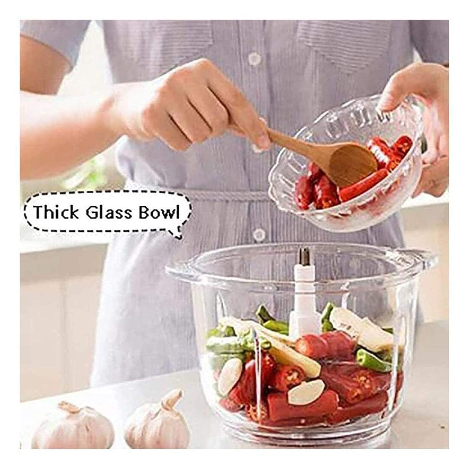 300W Electric Food Processor - 2L Stainless Steel Bowl, 4 Sharp Blades & 2 Speed Settings - Mini Food Chopper & Meat Grinder for Vegetables, Fruits, Onion, Garlic - Perfect for Meal Prep, Smoothies, Baby Food & Home Cooking