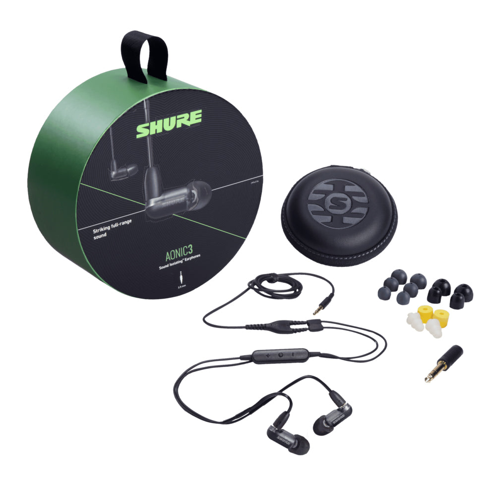 Shure AONIC 3 Wired Sound Isolating Earphones with Remote & Mic - Open Box | High-Fidelity Noise Cancelling In-Ear Headphones for Music, Gaming & Calls