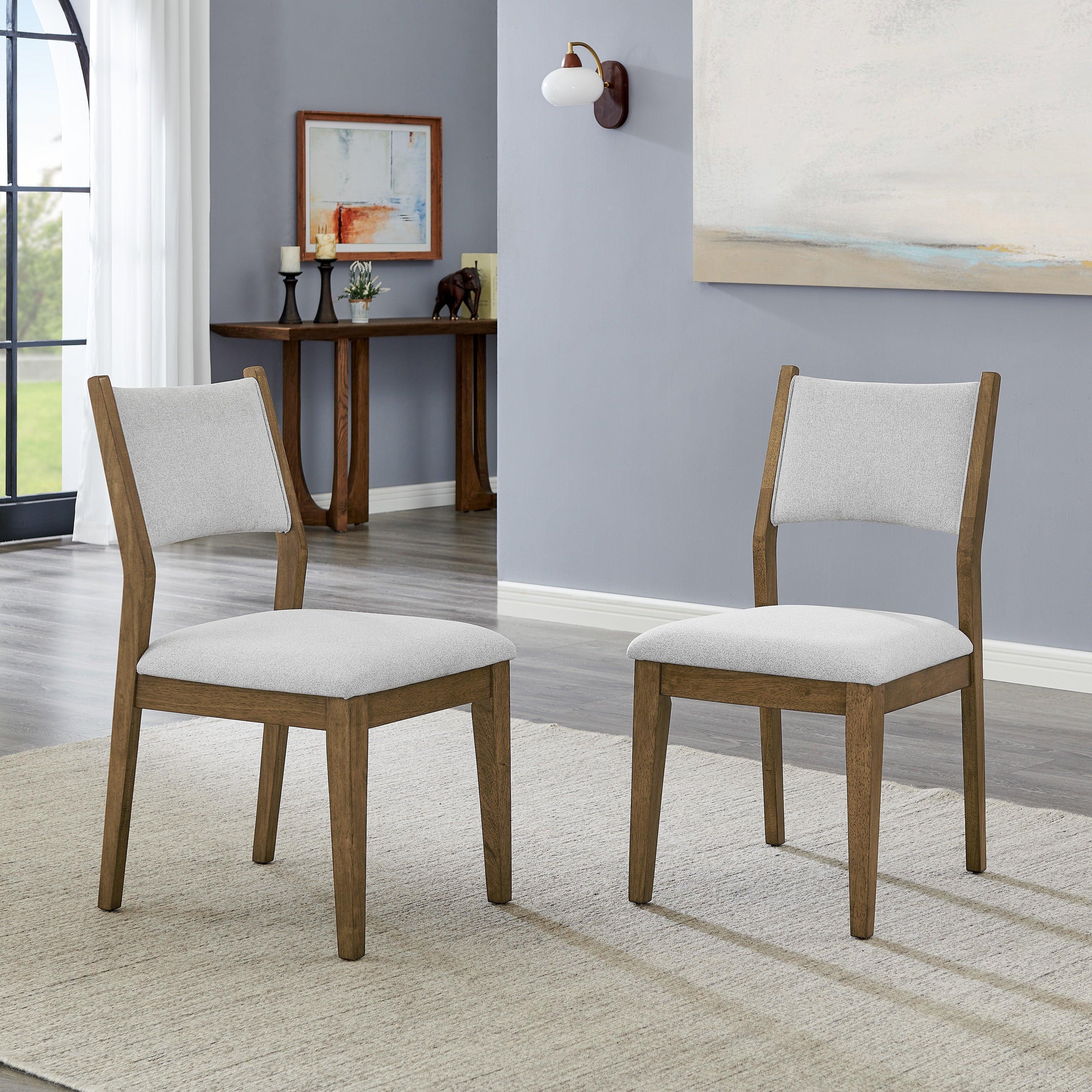 Roundhill Furniture Avery 5-Piece Dining Set - Light Oak Tripod Cross Base Table with 4 Modern Chairs | Perfect for Small Spaces, Breakfast Nooks & Apartment Dining Areas