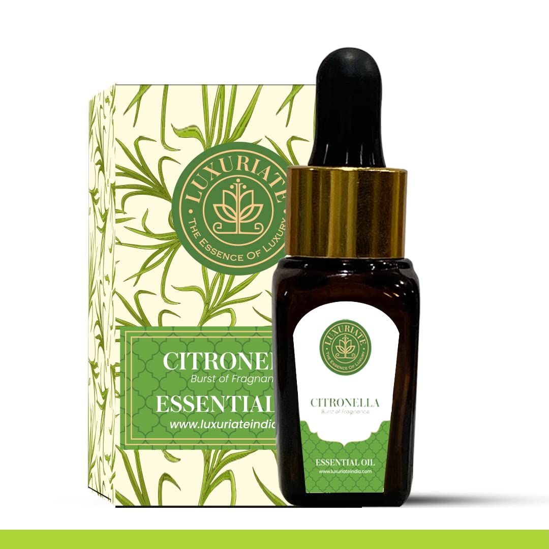 100% Pure Natural Citronella Essential Oil for Hair Growth, Skin Care & Acne Treatment | Aromatherapy Diffuser Oil for Home Fragrance (10ml) - Perfect for Relaxation, Spa Days & Natural Insect Repellent