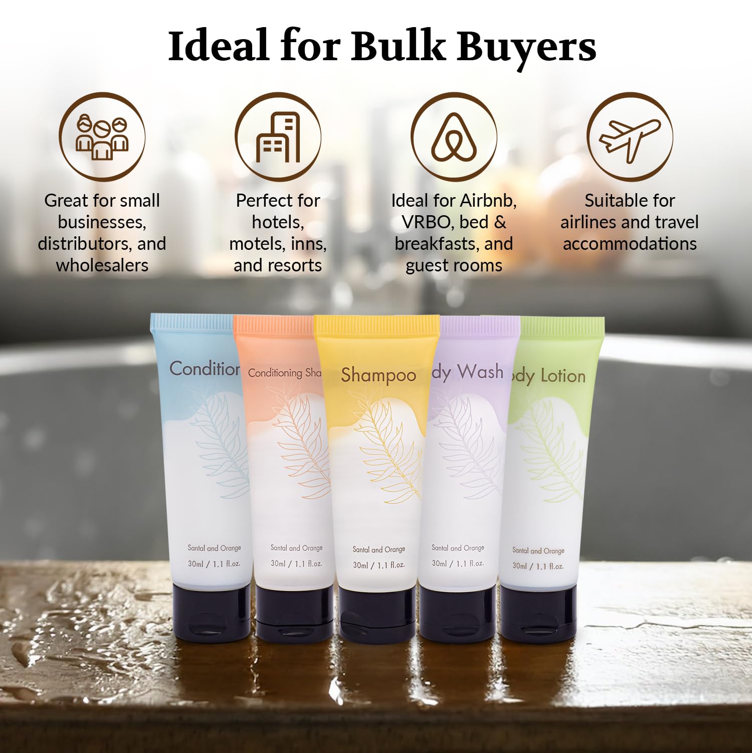 Bulk Travel Size Conditioner - Leak Proof Hotel Supplies & Toiletries for Guests | Perfect for Hotels, Airbnbs, Gyms & Travel Kits