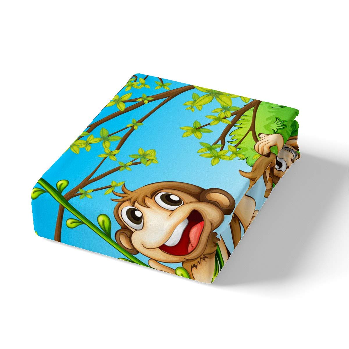 Cute Monkey Comforter Cover Set - Cartoon Animal Bedding for Kids & Toddlers - 1 Duvet Cover + 2 Pillowcases - King Size - Soft & Cozy Nursery Decor for Boys & Girls Bedrooms