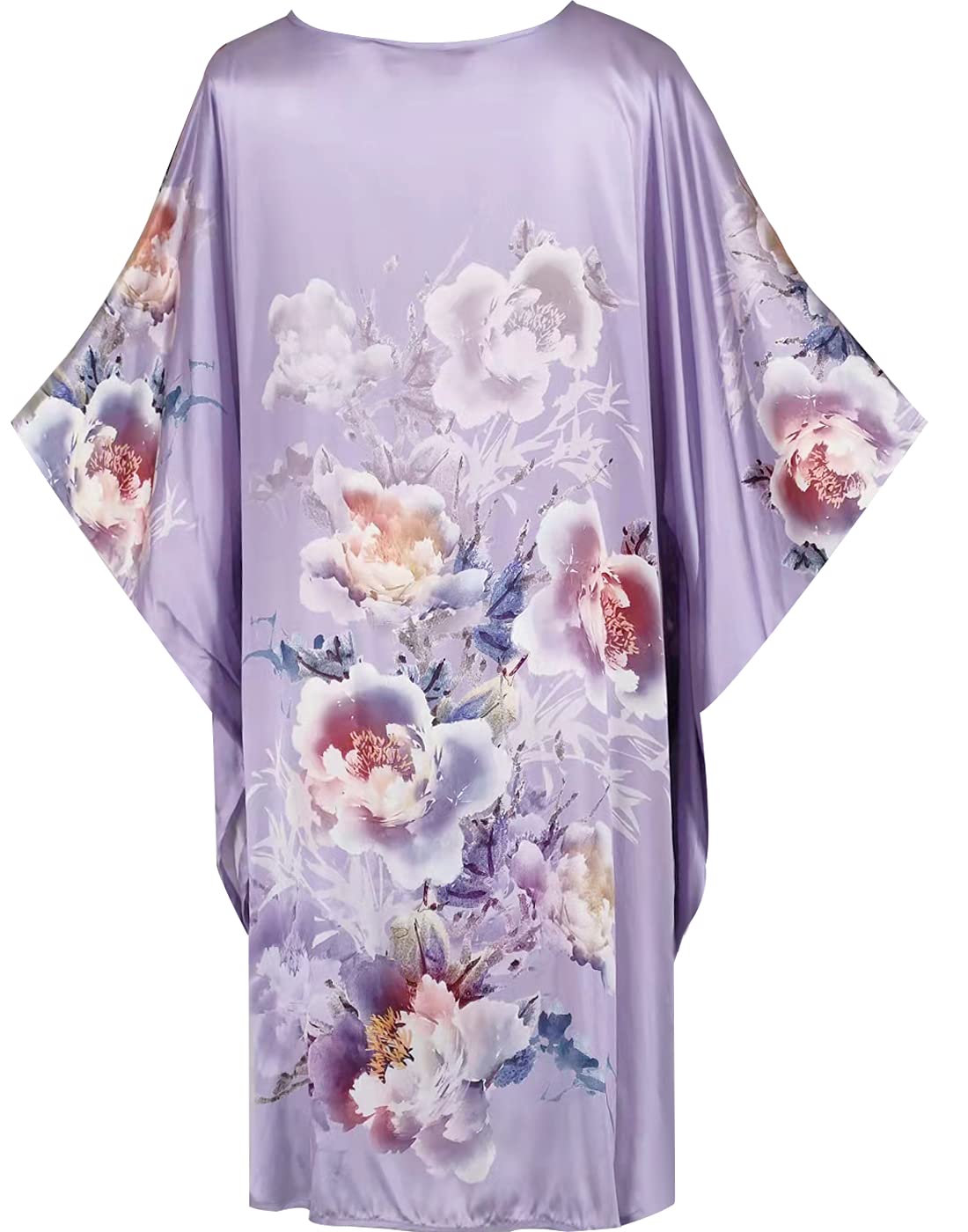 Luxury 100% Silk Pajamas for Women | Floral Print Silk Kimono Robe & Bathrobe with Doll Sleeves - Perfect for Spa Days, Bridal Showers & Relaxing at Home