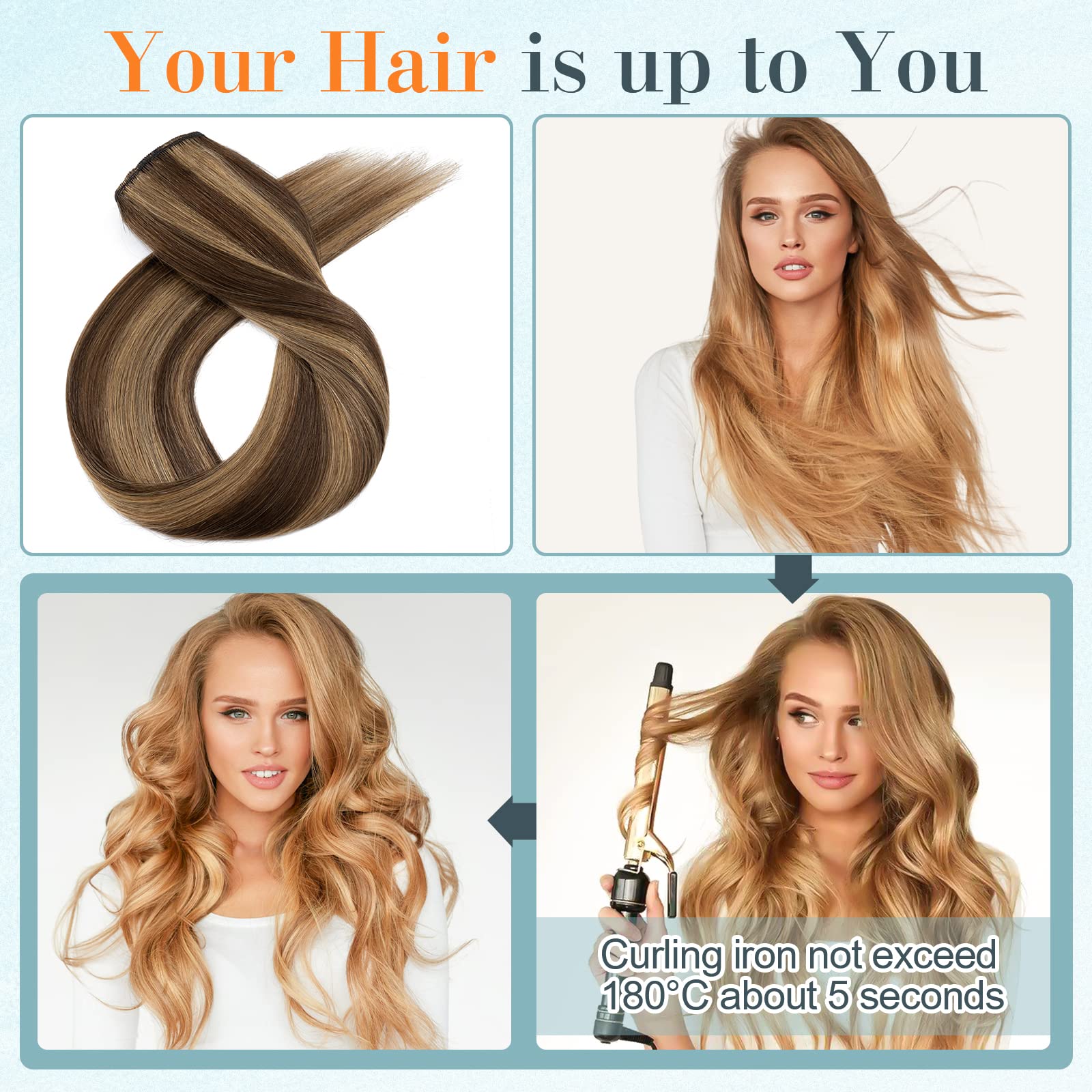 Benehair 100% Remy Human Hair Extensions Clip-in 8Pcs Set - 10 Inches 50g Chocolate Brown Mixed Light Brown #4P27 - Natural Hair Extensions with 18 Clips for Volume & Length - Perfect for Daily Styling, Parties & Special Occasions