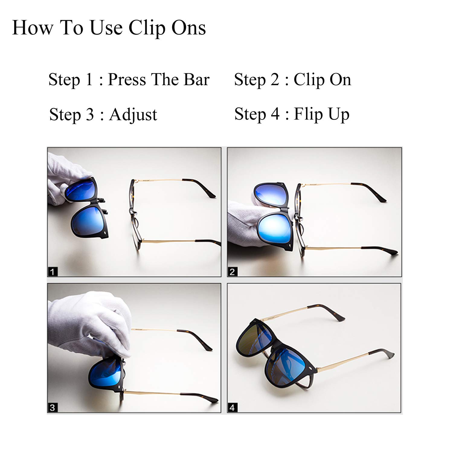 Polarized Clip-On Sunglasses for Men & Women - Anti-Glare Flip-Up Sunglass Attachments for Prescription Glasses - Perfect for Driving, Outdoor Activities & Everyday Use
