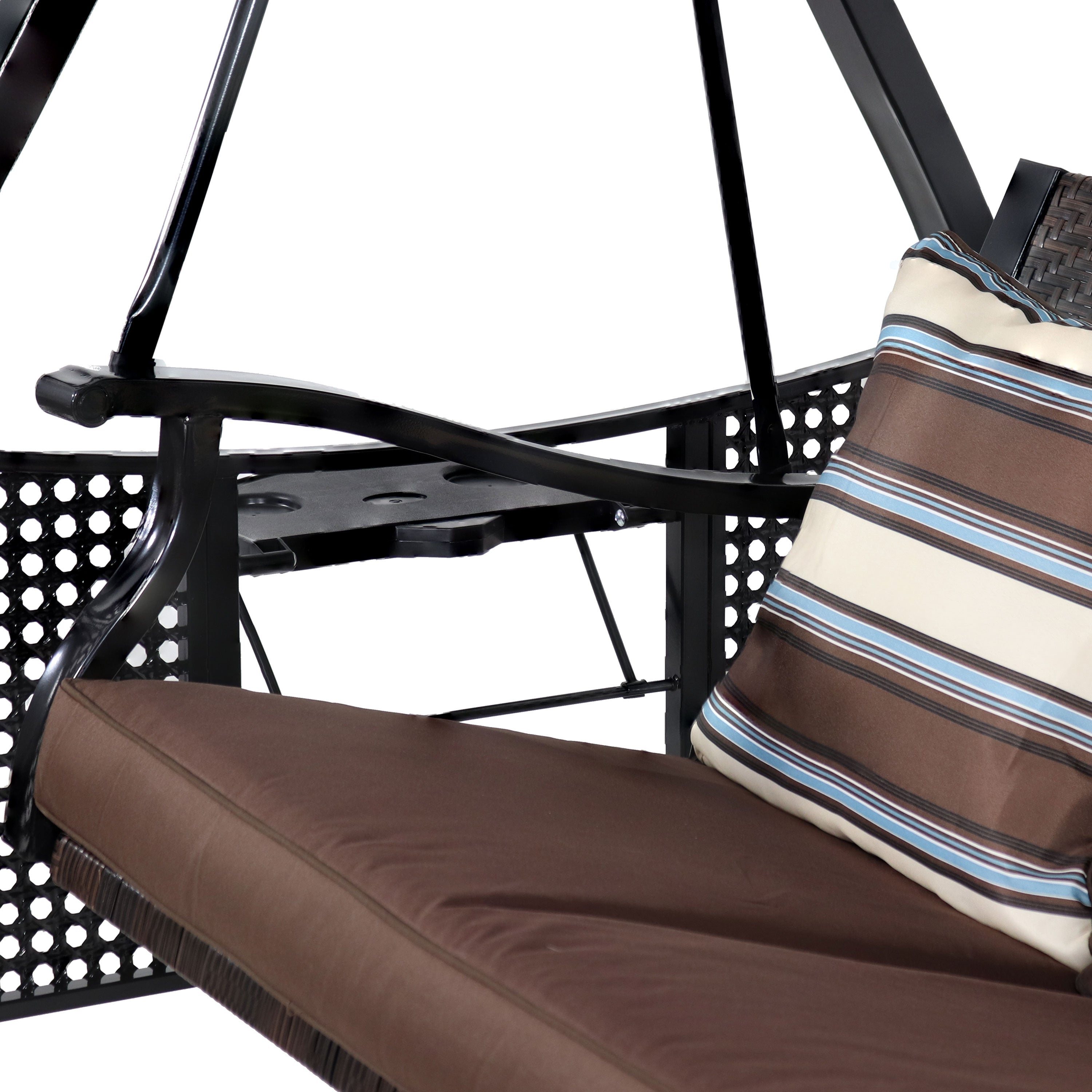 Sunnydaze Deluxe 3-Person Outdoor Patio Swing with Adjustable Canopy & Side Tables - Perfect for Backyard, Garden, or Porch Relaxation