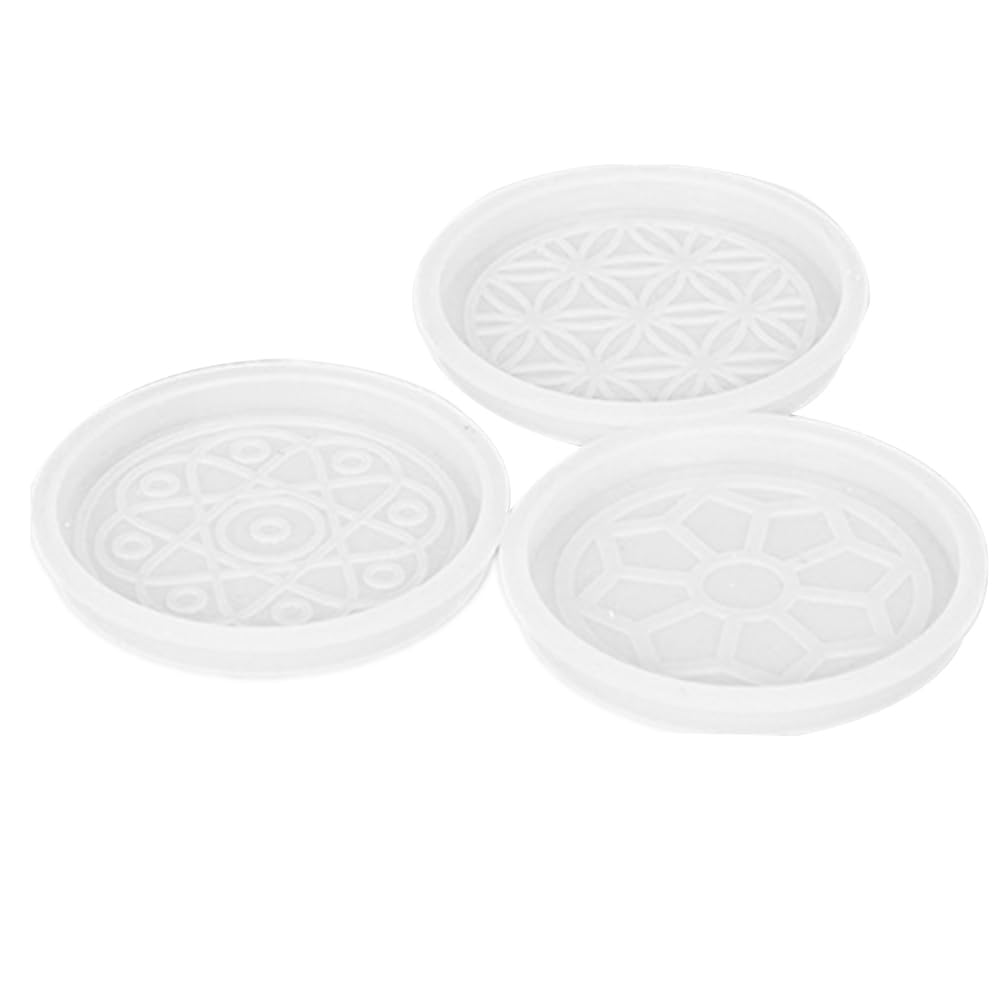 BESPORTBLE 3Pcs Round Silicone Coaster Molds for Resin Casting - DIY Epoxy Coaster Making Kit for Home Decoration, Wedding Favors, and Table Setting Accessories