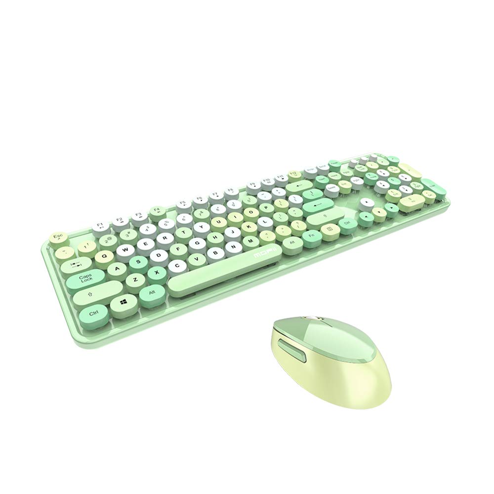 Docooler 2.4G Wireless Keyboard and Mouse Combo Set - Ergonomic Design, Mixed Colors, Circular Suspension Keycaps for PC, Laptop, Desktop - Perfect for Home Office, Gaming & Remote Work