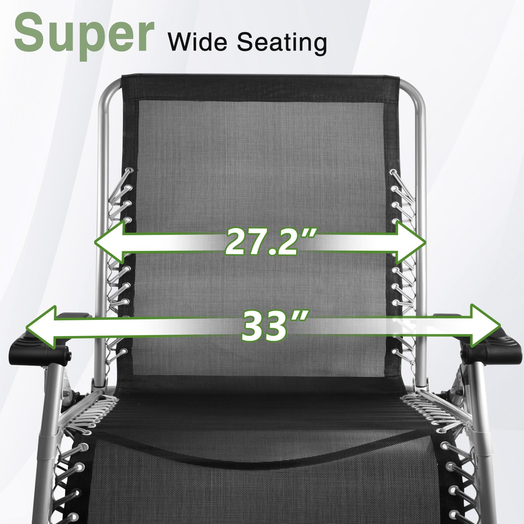 Slendor Oversized Padded Zero Gravity Chair XXL - 33 Inch Heavy Duty Recliner with Pillow & Footrest - 500lb Capacity Folding Lounge Chair for Indoor/Outdoor Use - Perfect for Patio, Poolside, Camping & Backyard Relaxation