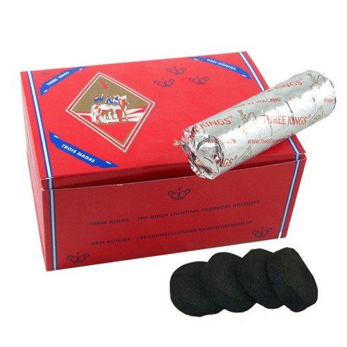 Authentic India Arts Three Kings Charcoal - Premium Natural Hookah Charcoal for Shisha, BBQ & Incense - Perfect for Relaxing Evenings & Social Gatherings
