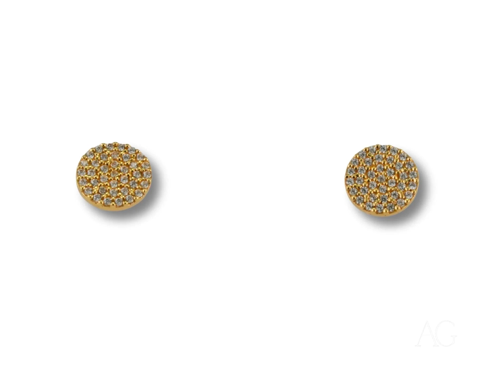 18K Yellow Gold Plated CZ Stud Earrings for Women – Sparkling Cubic Zirconia Pave Earrings for Wedding, Party & Everyday Wear