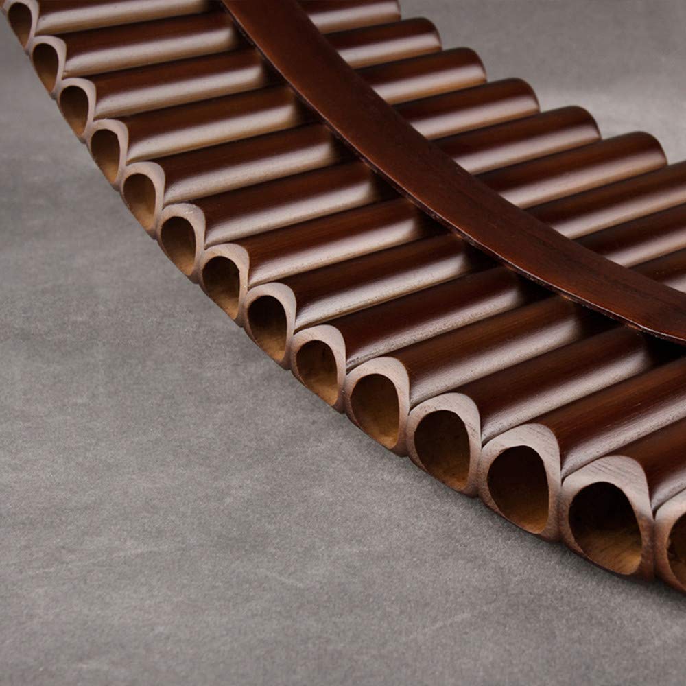 Professional 22/25 Pipes C Key Pan Flute - Traditional Chinese Musical Instrument, Easy to Learn Pan Pipes with Brown Finish & Black PU Bag (25-Left Hand) - Perfect for Beginners, Performances, and Cultural Music Enthusiasts