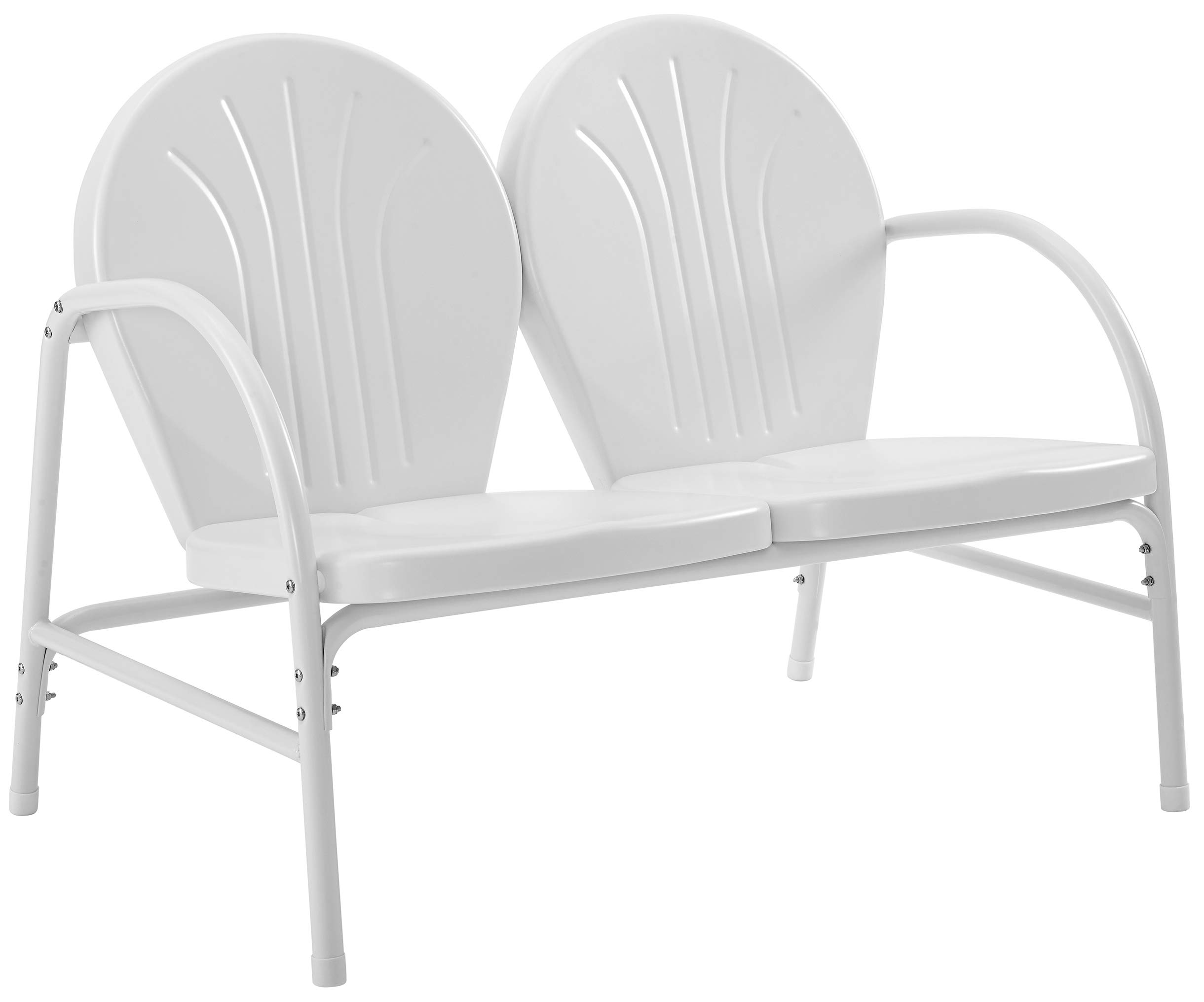 Crosley Griffith White Metal Outdoor Loveseat - Weather-Resistant Patio Furniture for Garden, Poolside & Backyard Relaxation