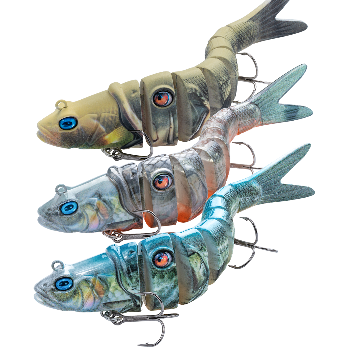 Premium M1 8-Segment Swimbait Lure - Realistic Multi-Jointed Fishing Bait for Bass, Pike & Walleye - Perfect for Freshwater & Saltwater Fishing Adventures