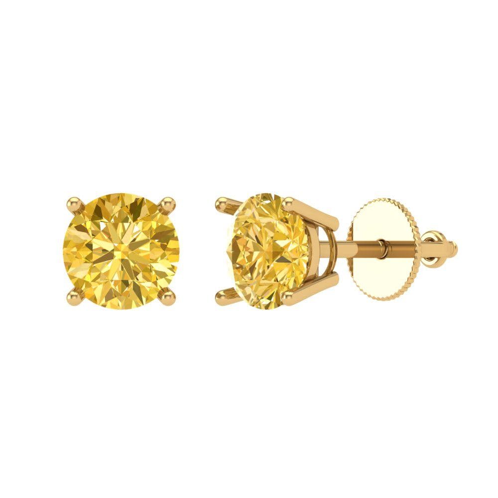 1.50ct VVS1 Yellow Simulated Diamond Stud Earrings 18K Gold for Parties & Gifting