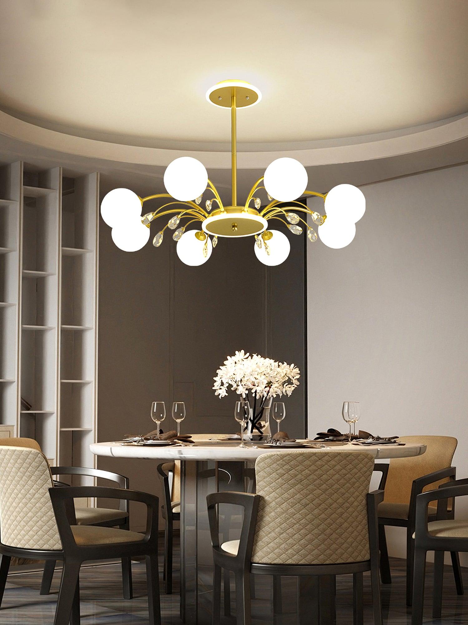 Elegant Glass Raindrop Chandelier Lighting Fixture - Modern Crystal Ceiling Light for Dining Room, Living Room & Bedroom Decor