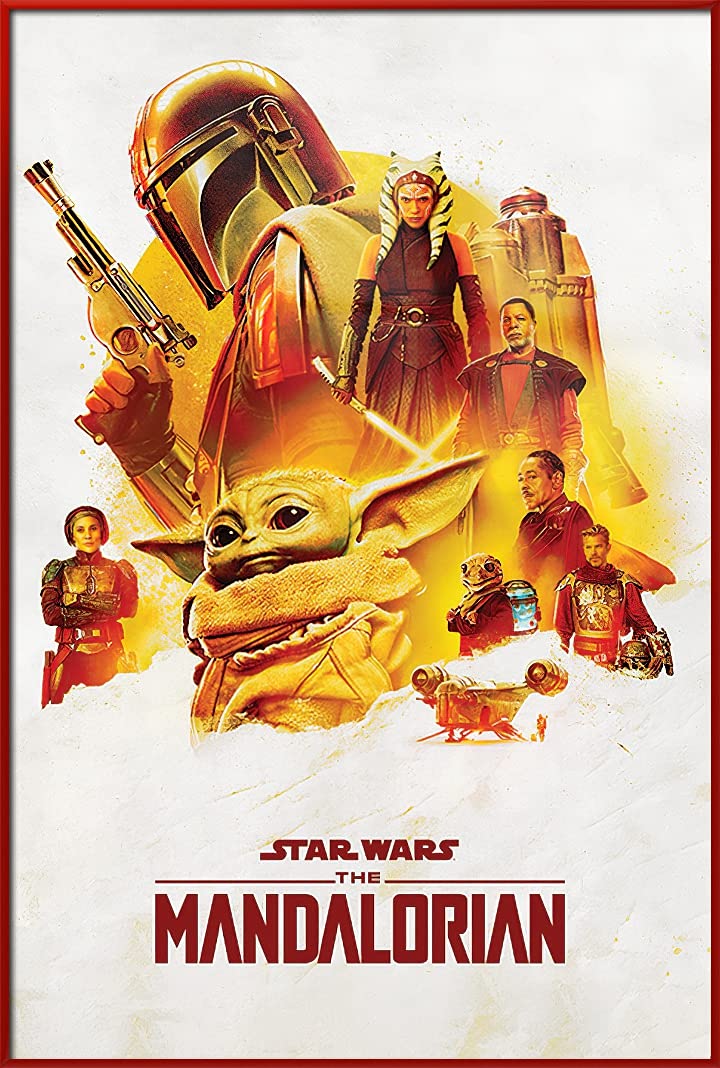Star Wars The Mandalorian Framed TV Show Poster 24x36 Inches - Action Characters Wall Art for Living Room, Bedroom & Office Decor - Perfect Gift for Fans