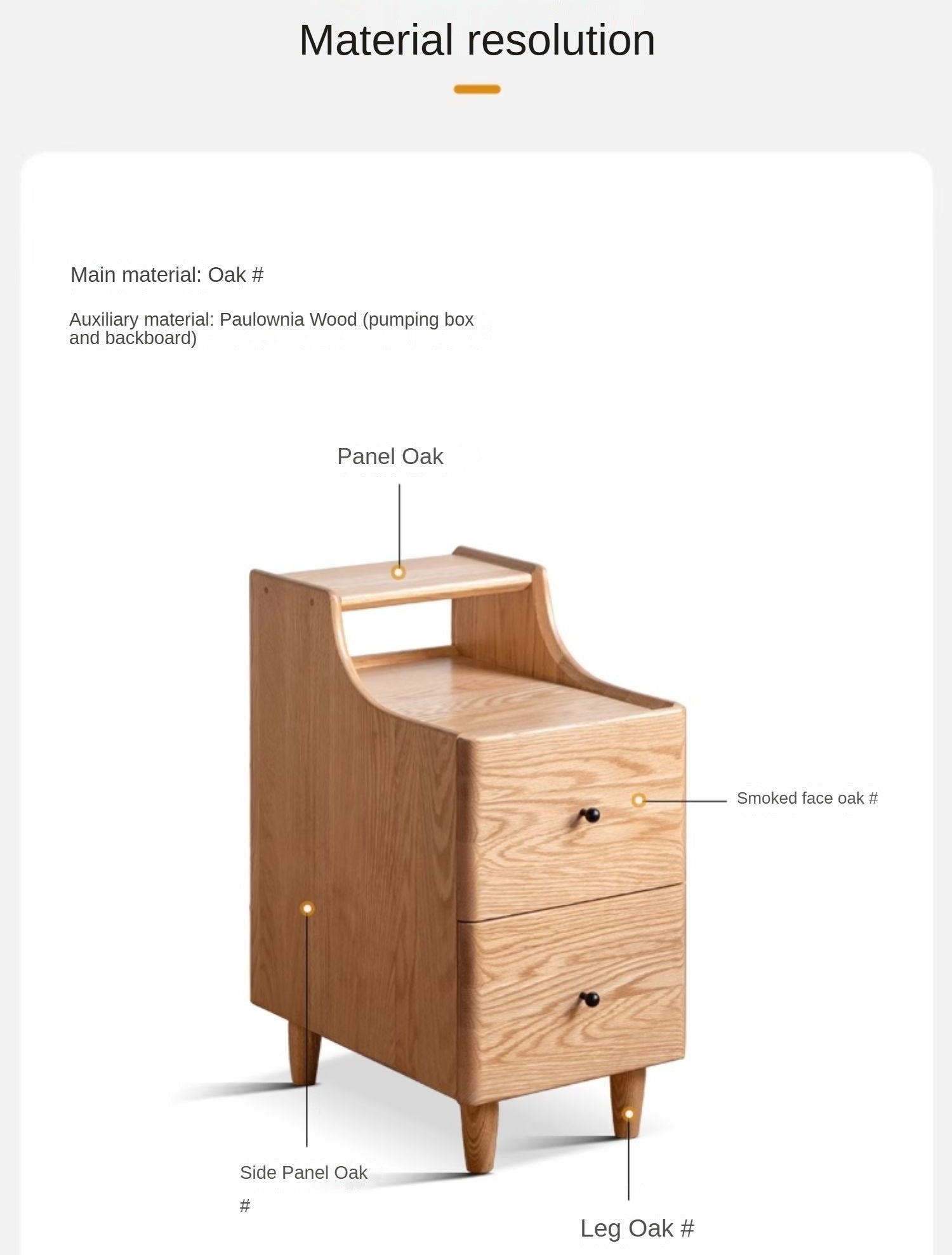 Solid Oak and Ash Wood Nightstand - Rustic Bedside Table with Drawer for Bedroom, Living Room, or Guest Room - Durable Wooden End Table for Home Decor